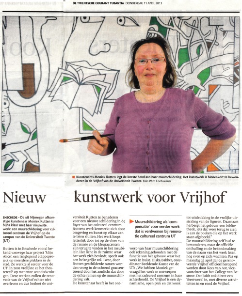 Artikel Tubantia Nieuw kunstwerk voor Vrijhof 11 april 2013